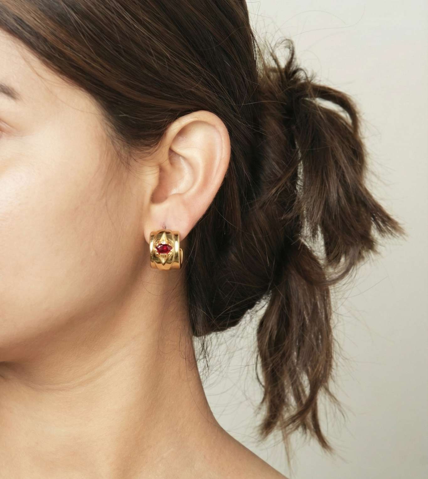 Gold Toned Swirl Pattern Stud Earrings - 24k Gold Plated earring | The Jewellery Vault