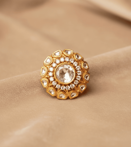 Golden Cocktail Design Women Ring