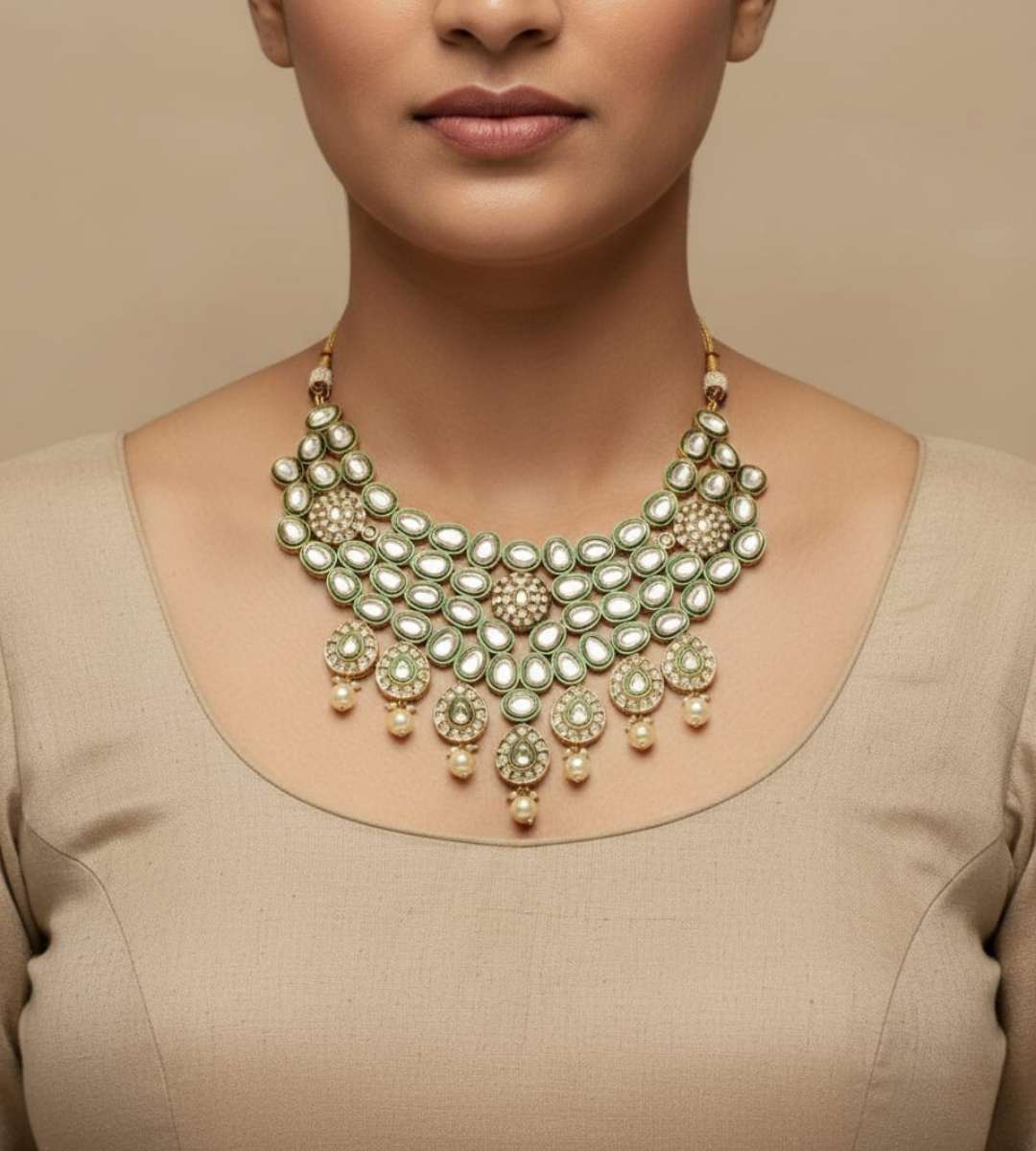 Festive Heavy Kundan with Pearl Necklace Set