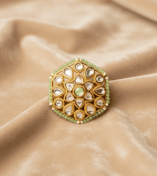 Hexagon Pearl Artificial Ring