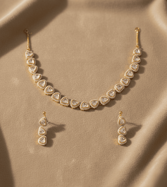 Studded American Diamond Zirconia Necklace Set