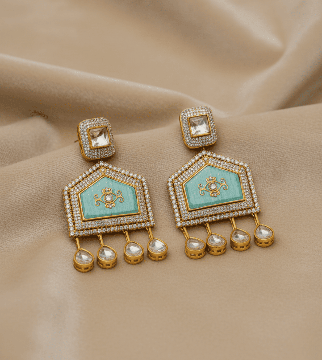 Square Pearl Stud Jhumka