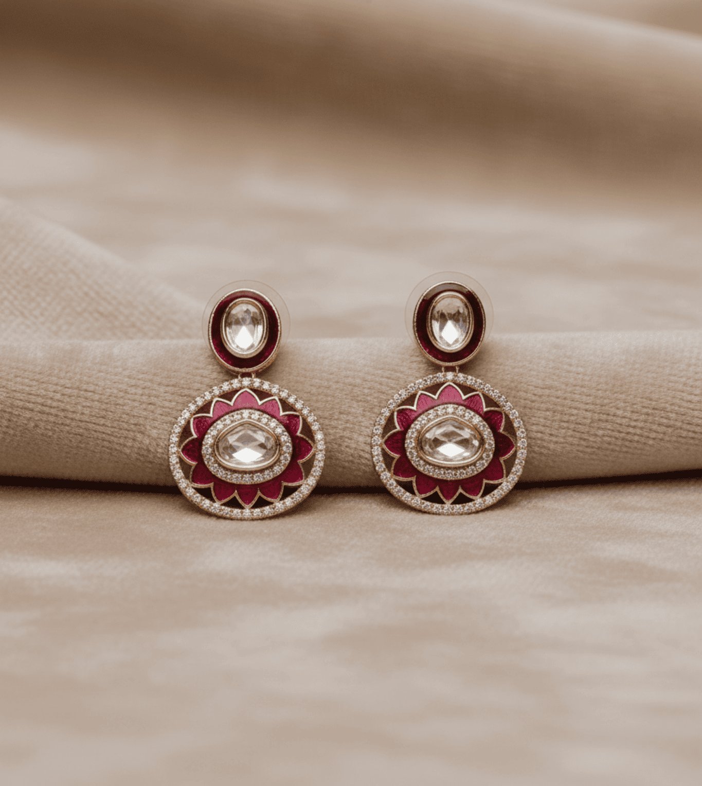 Latest Round Lotus Earings - 24k Gold Plated Earing | The Jewellery Vault