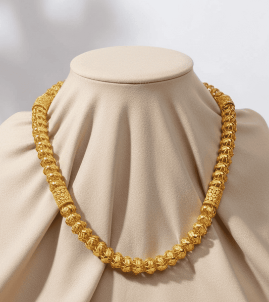 Golden bead heavy 24K gold plated chain - 24k Gold Plated 1 Gram Gold Jewelry | The Jewellery Vault