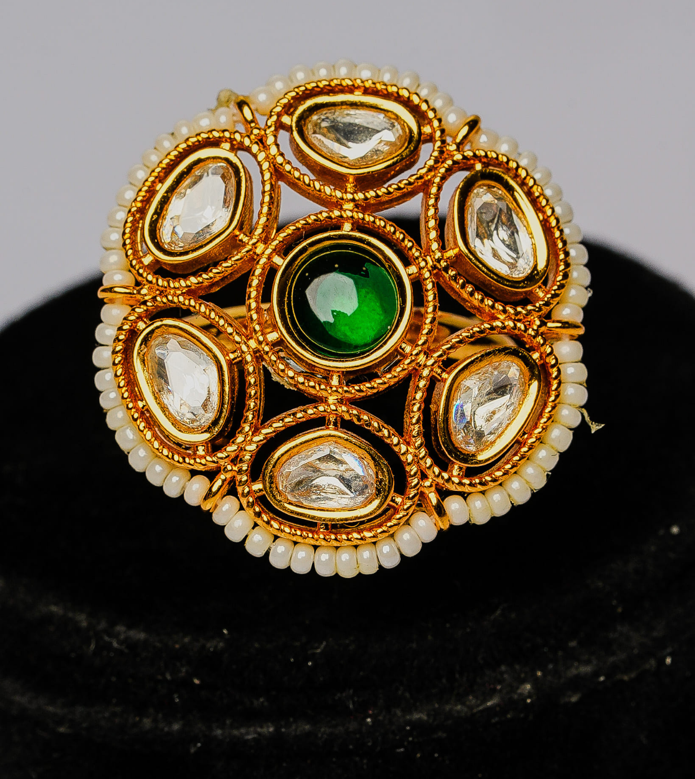Cocktail Green Pearl Women Ring