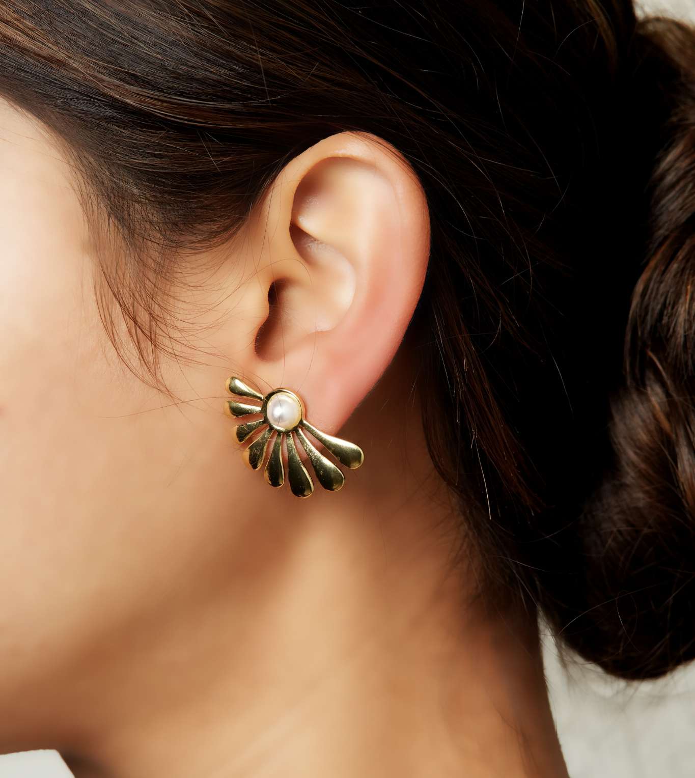 Gold Toned Half Flower Earrings - 24k Gold Plated Charms & Pendants | The Jewellery Vault