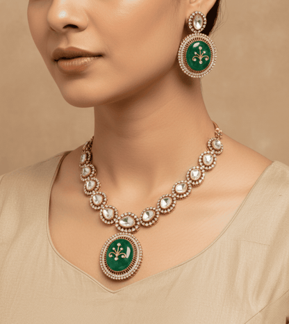 Luxury Green Handcrafted Necklace Set