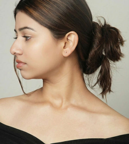 Teardrop Crystal Stone Minimal Stud Tops - 24k Gold Plated earring | The Jewellery Vault