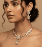 Mint Green Beaded Pearl Necklace Set - 24k Gold Plated Bridel set | The Jewellery Vault
