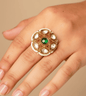 Cocktail Green Pearl Women Ring