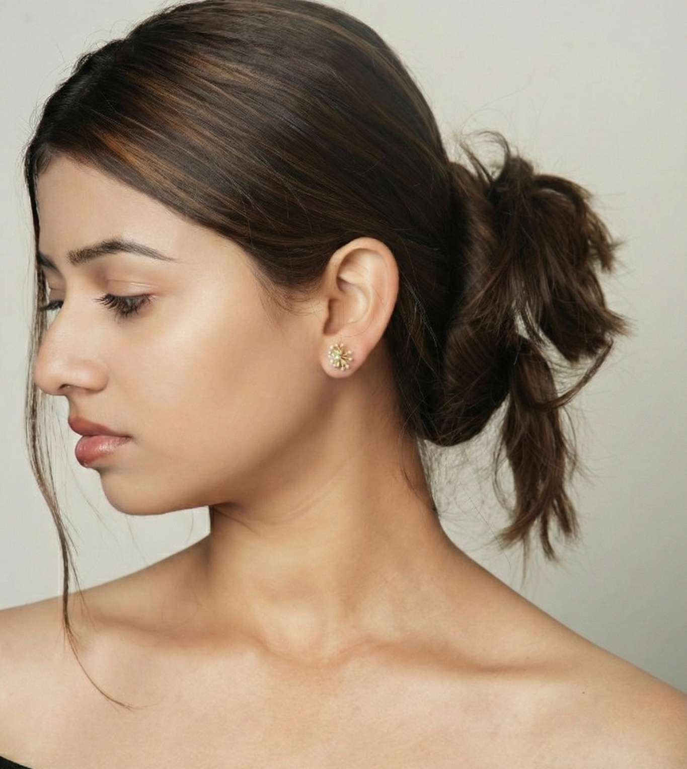 Gold zirconia studded Minimal stud - 24k Gold Plated Earring | The Jewellery Vault
