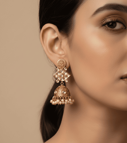 Artificial Whirlwind Gold Jhumka