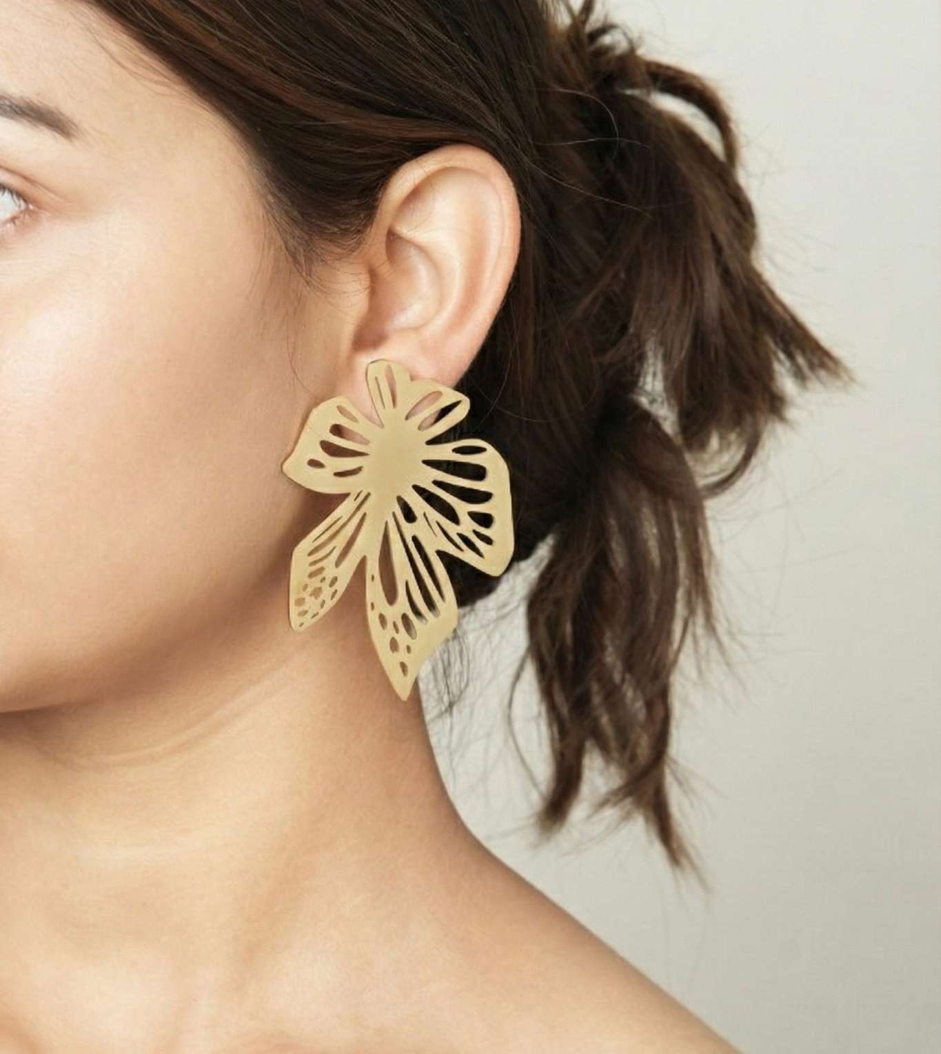 Golden Petal Cascade Dangler Earrings - 24k Gold Plated earring | The Jewellery Vault