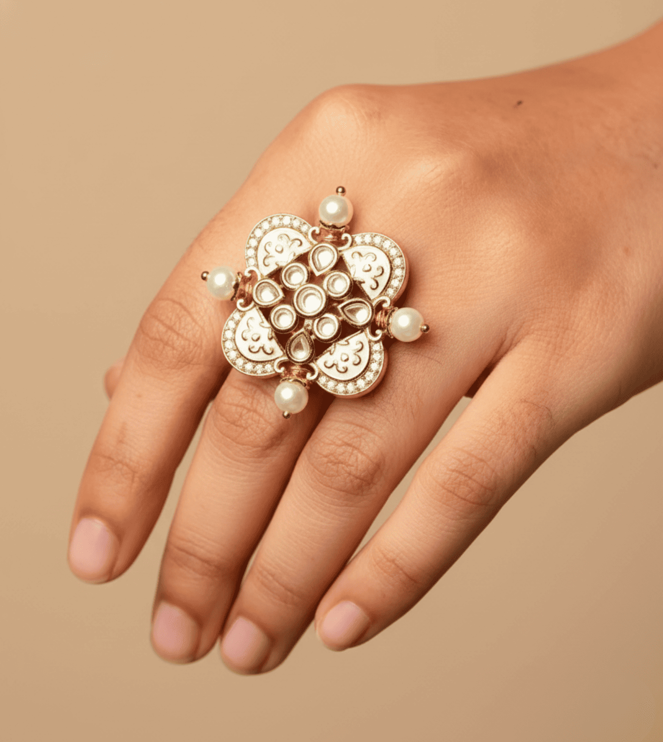Beautiful Square Design Women Ring - 24k Gold Plated Women Ring | The Jewellery Vault