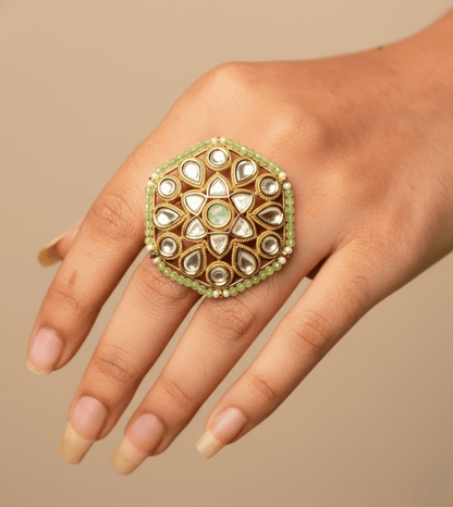 Hexagon Pearl Artificial Ring