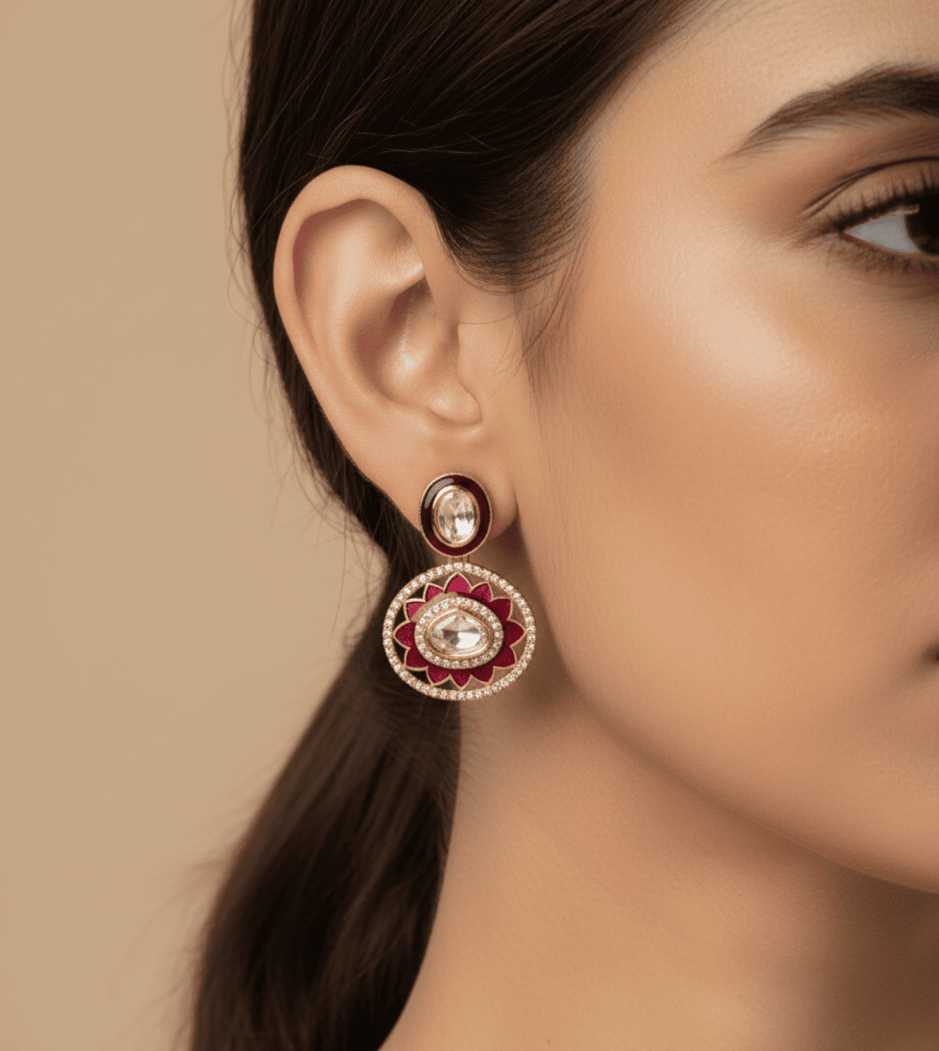Latest Round Lotus Earings - 24k Gold Plated Earing | The Jewellery Vault
