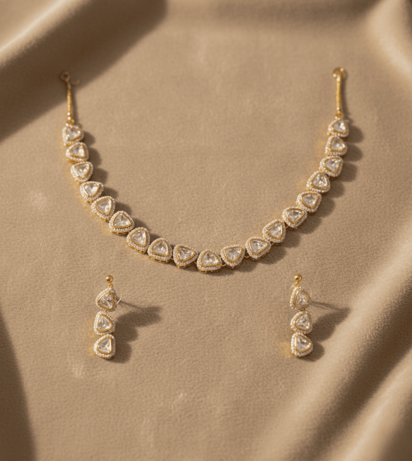 Studded American Diamond Zirconia Necklace Set