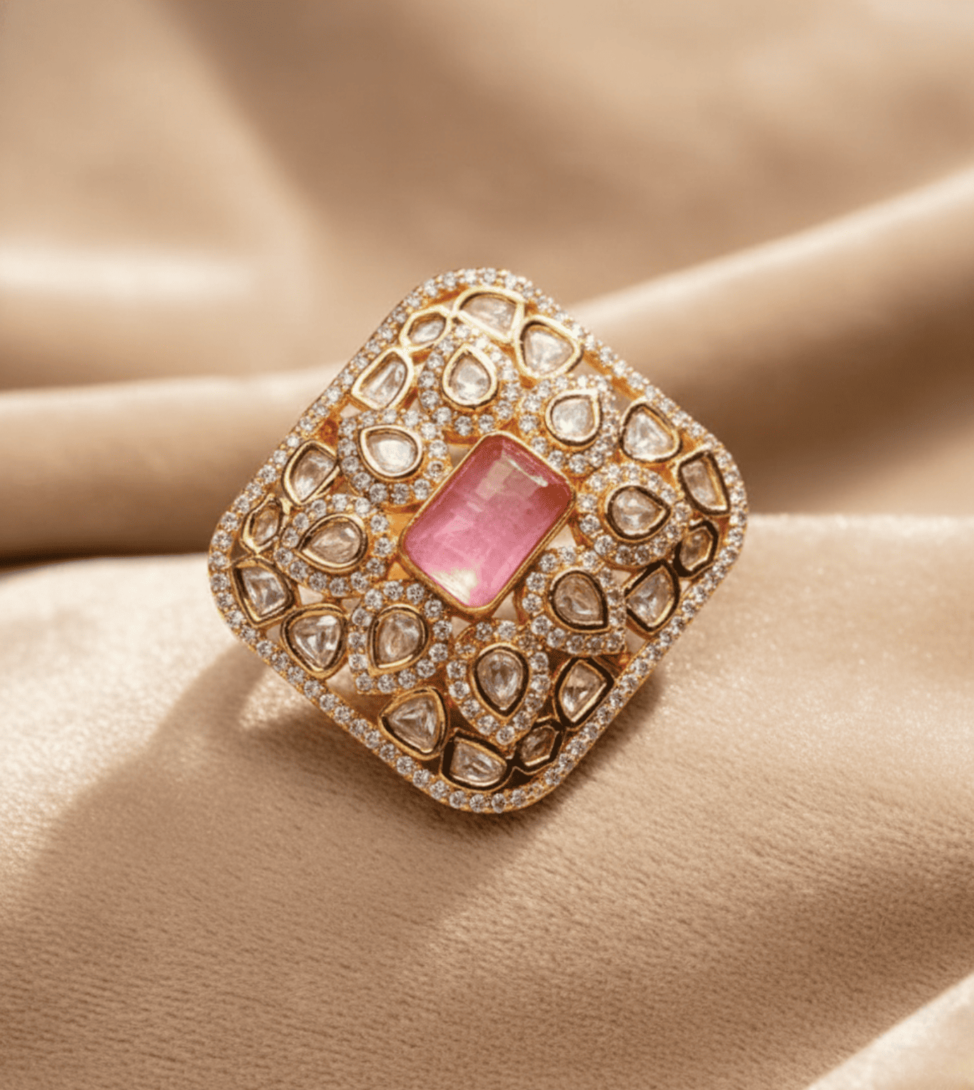 Premium Royal Snowdrop Ring - 24k Gold Plated Women Ring | The Jewellery Vault