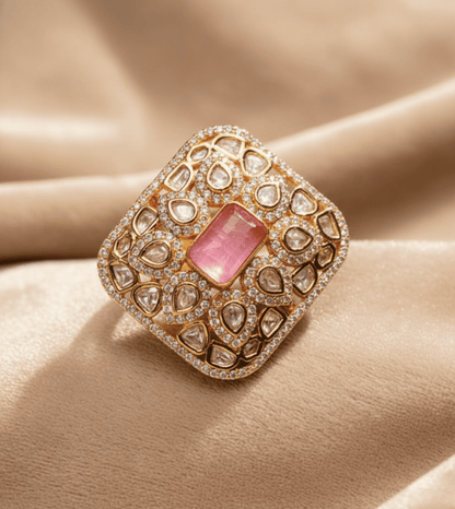 Premium Royal Snowdrop Ring - 24k Gold Plated Women Ring | The Jewellery Vault