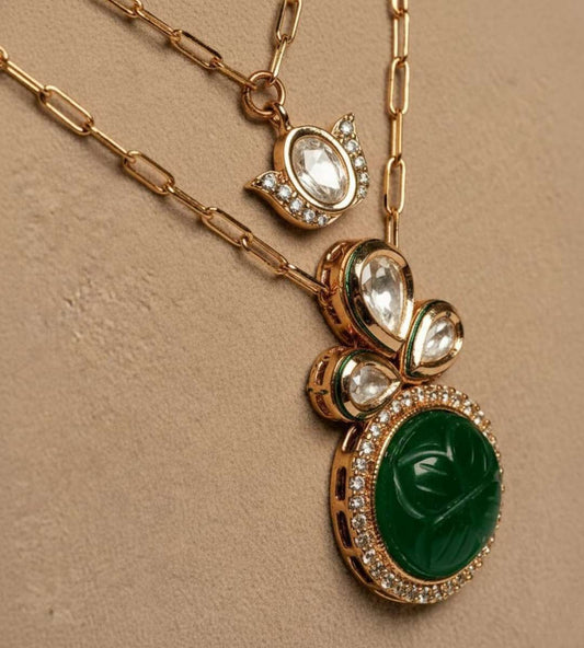 Brass Kundan Pearl Necklace Set