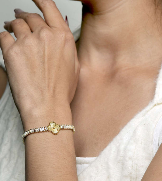 Beaded Beauty Layered Chain Bracelet - 24k Gold Plated Bracelet | The Jewellery Vault