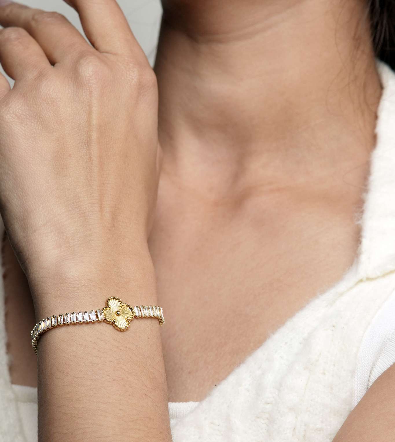 Beaded Beauty Layered Chain Bracelet - 24k Gold Plated Bracelet | The Jewellery Vault