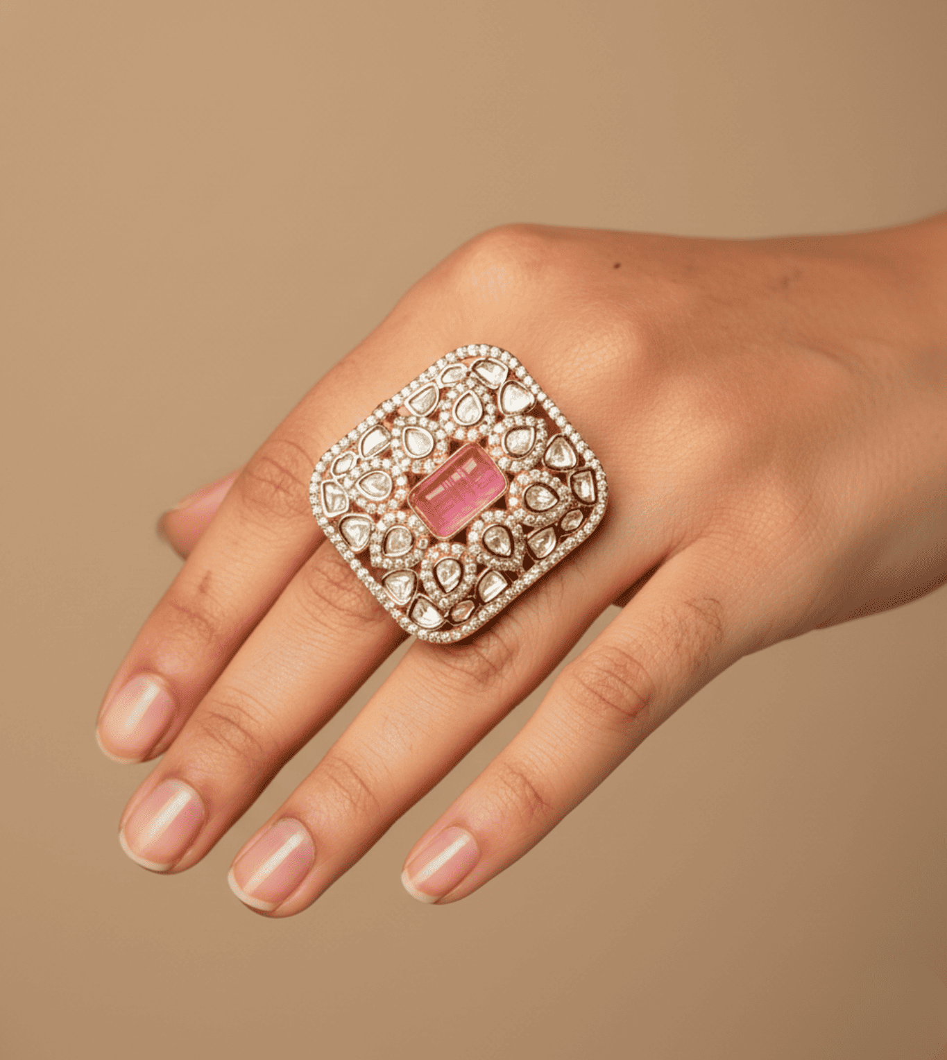 Premium Royal Snowdrop Ring - 24k Gold Plated Women Ring | The Jewellery Vault