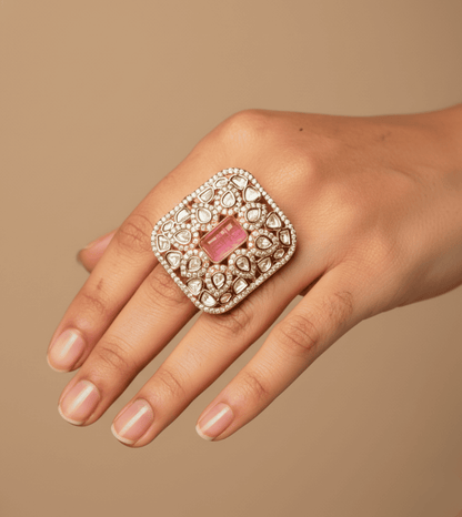 Premium Royal Snowdrop Ring - 24k Gold Plated Women Ring | The Jewellery Vault