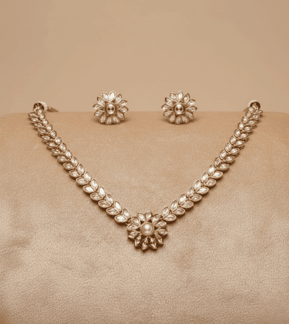 Peach American Diamond Zirconia Studded Necklace Set