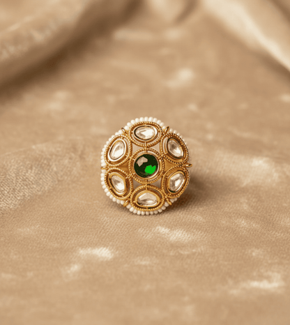 Cocktail Green Pearl Women Ring