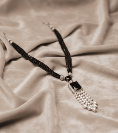 Blue Stone Diamond Necklace with Mini Drop Jewellery Set