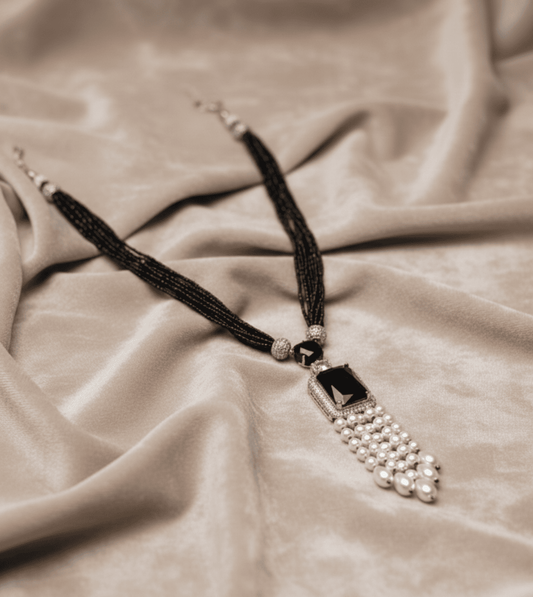 Blue Stone Diamond Necklace with Mini Drop Jewellery Set