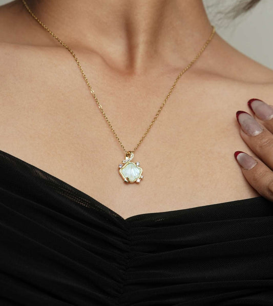 Classic Matte Curvy Pearl Locket - 24k Gold Plated Charms & Pendants | The Jewellery Vault