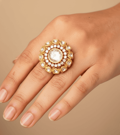 Golden Cocktail Design Women Ring