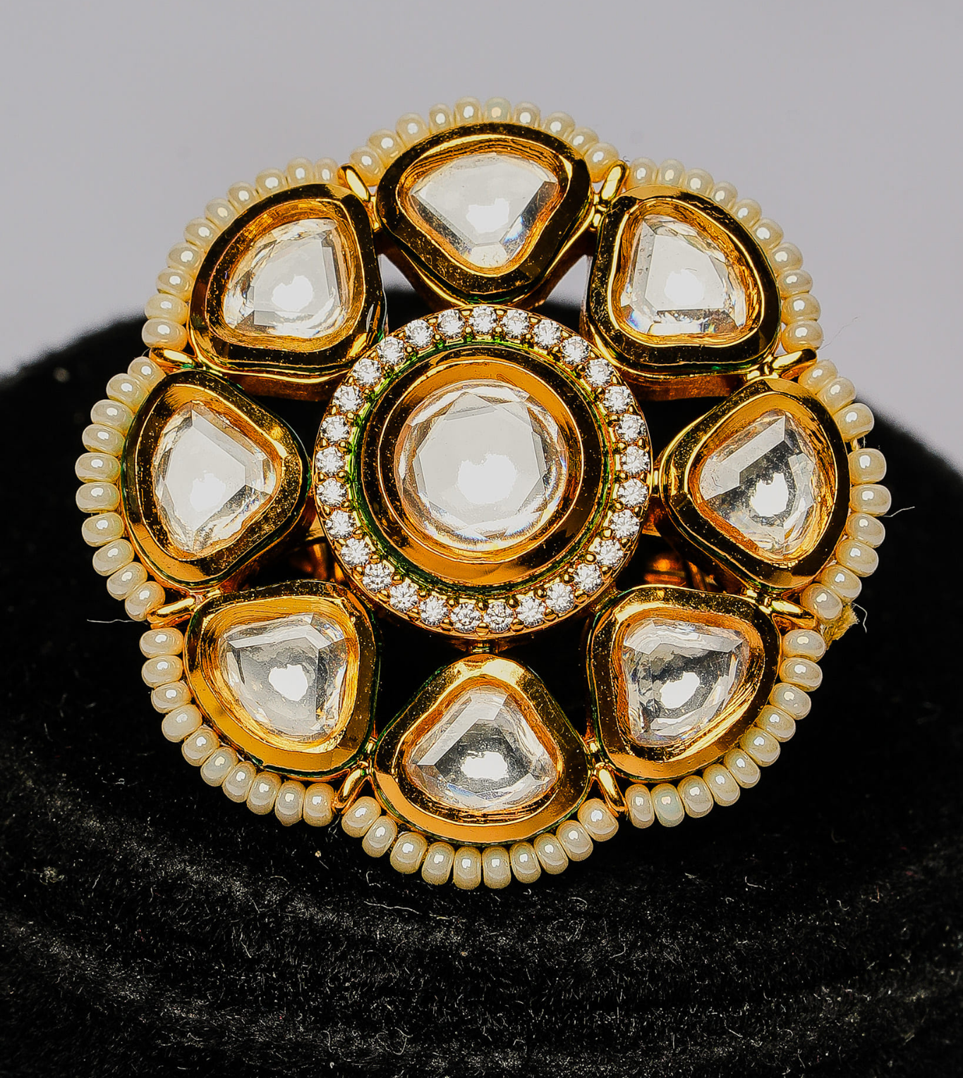 White Pear Cocktail Women Ring - 24k Gold Plated Women Ring | The Jewellery Vault