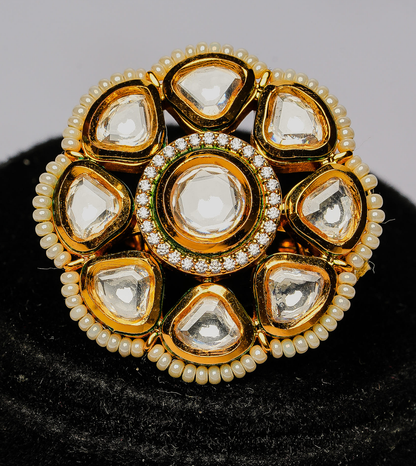 White Pear Cocktail Women Ring - 24k Gold Plated Women Ring | The Jewellery Vault