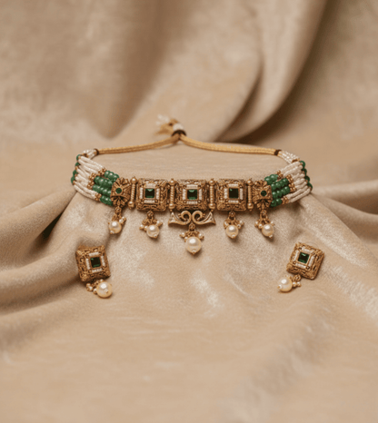 Royal Garden Green Necklace Set