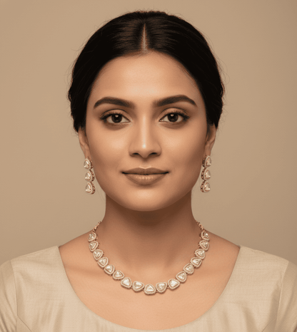 Studded American Diamond Zirconia Necklace Set