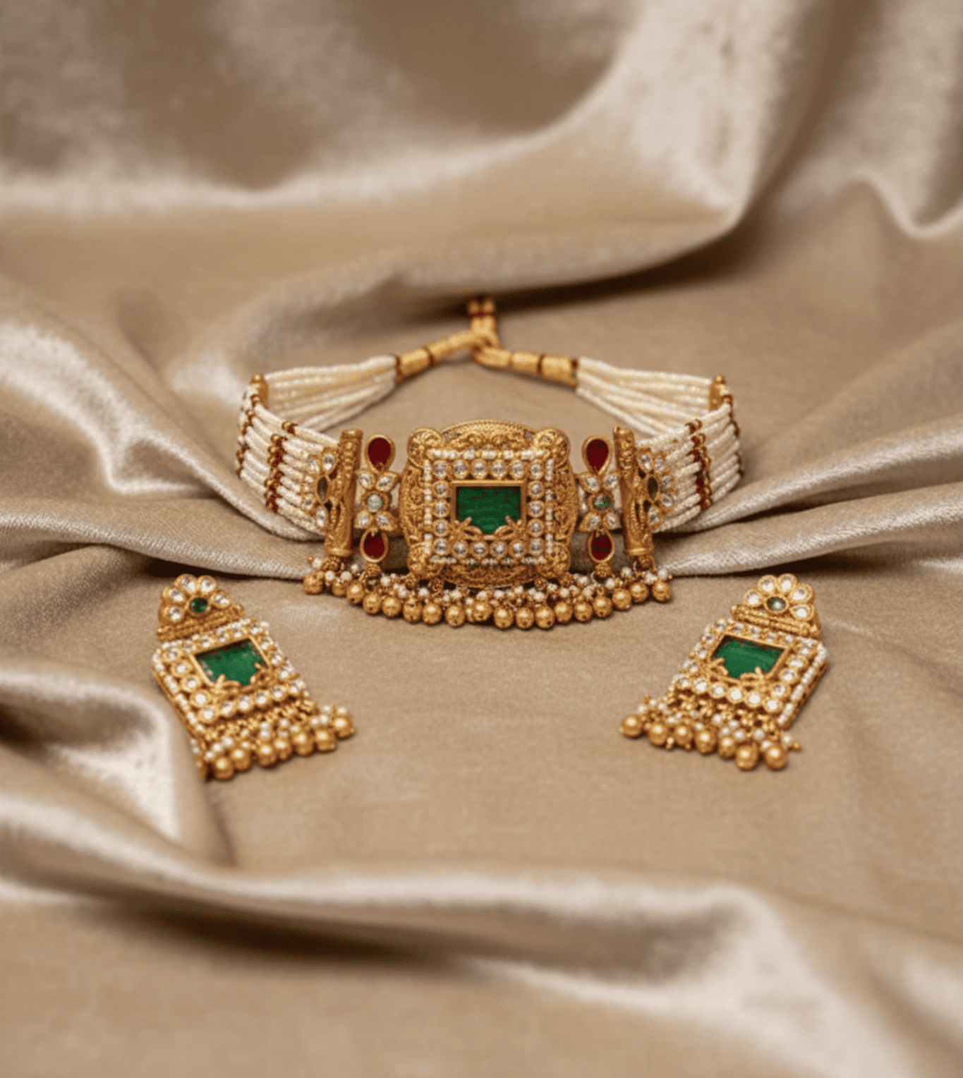 Heritage in Golden Pearl Necklace Set