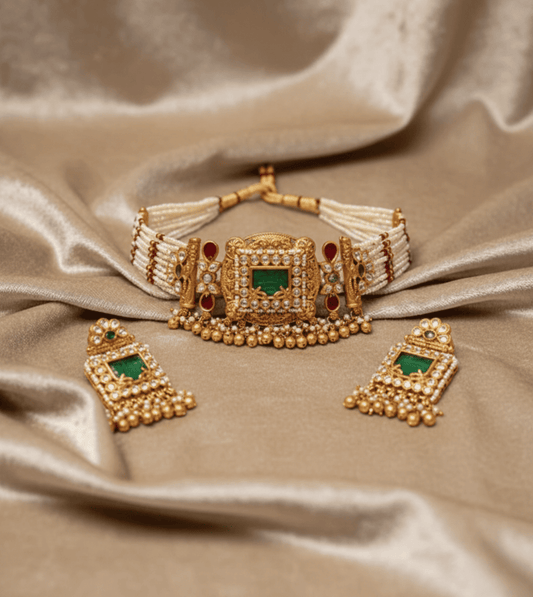 Heritage in Golden Pearl Necklace Set