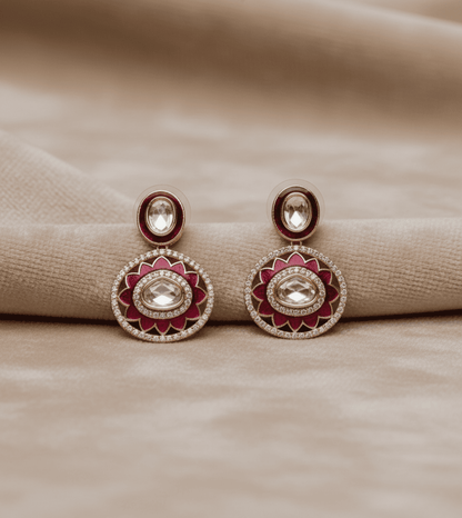 Latest Round Lotus Earings - 24k Gold Plated Earing | The Jewellery Vault