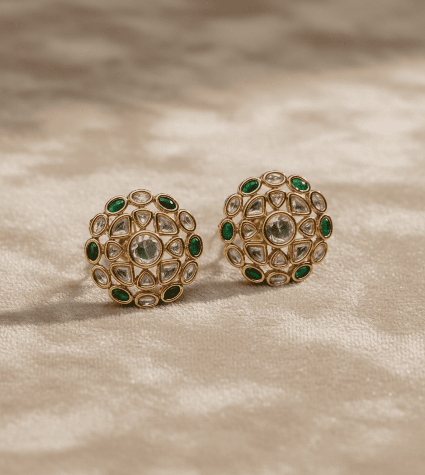Golden Green Leaf Tops - 24k Gold Plated Earing | The Jewellery Vault