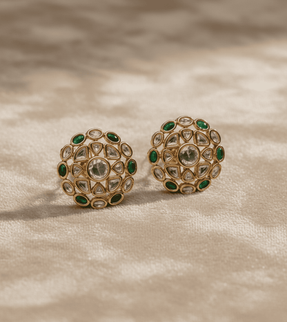 Golden Green Leaf Tops - 24k Gold Plated Earing | The Jewellery Vault