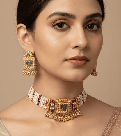 Heritage in Golden Pearl Necklace Set