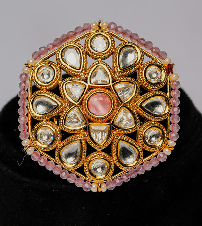 Pink Hexagon Pearls Ring