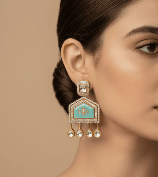 Square Pearl Stud Jhumka