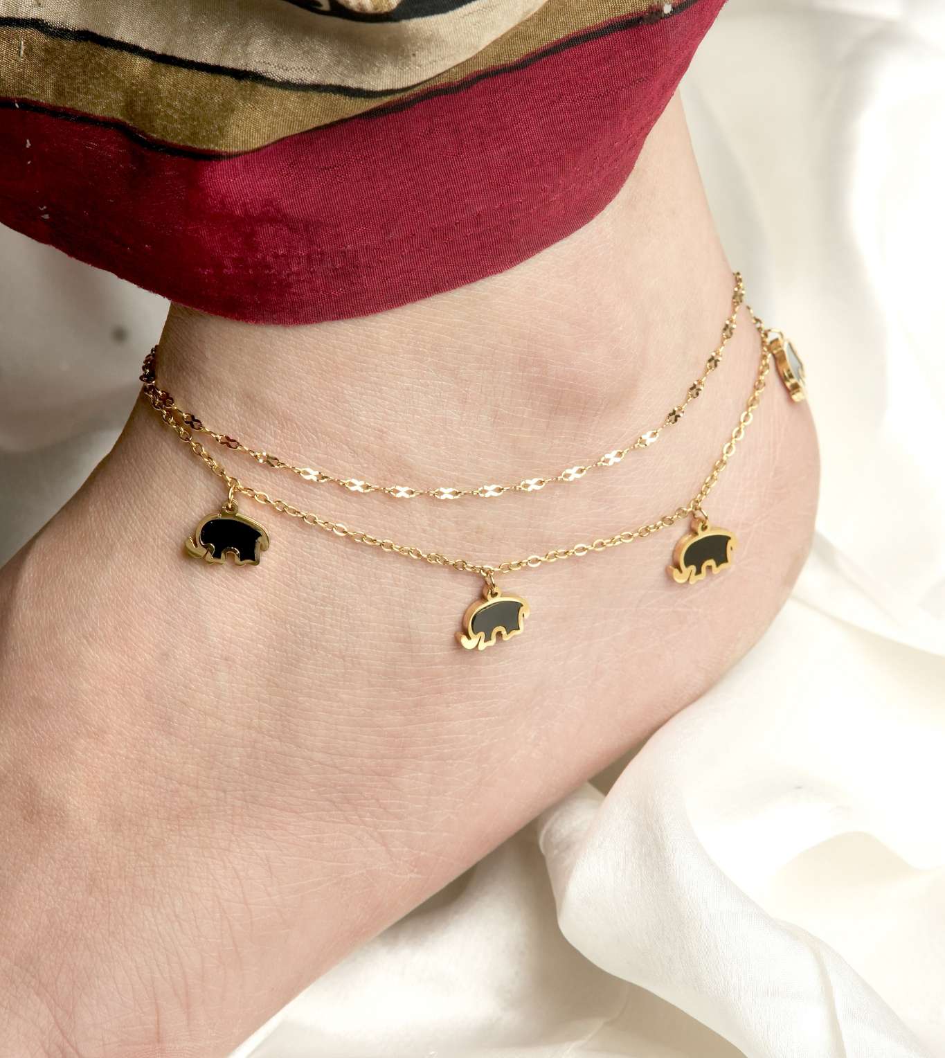 Elephant Motif Payal Set Traditional Charm - 24k Gold Plated Anklets | The Jewellery Vault