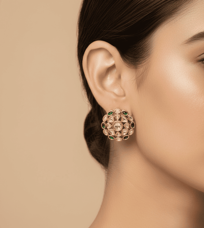 Golden Green Leaf Tops - 24k Gold Plated Earing | The Jewellery Vault