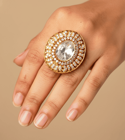 Millie Floral Banded Ring - 24k Gold Plated Women Ring | The Jewellery Vault