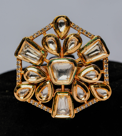Dual Tone Handcrafted Ring - 24k Gold Plated Women Ring | The Jewellery Vault